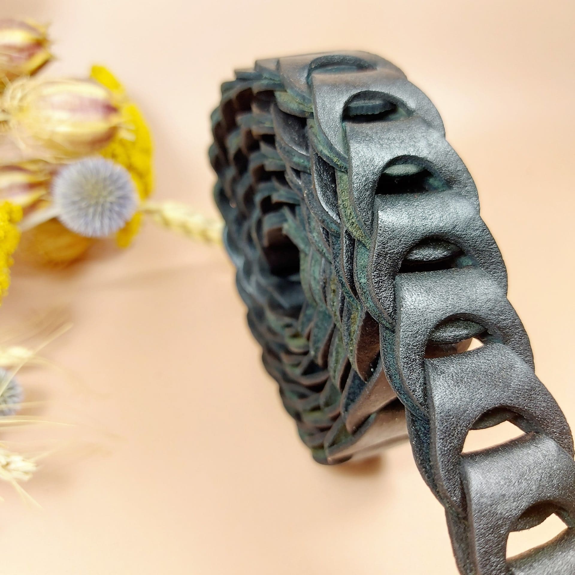 ceinture maillons en cuir noir largeur 2,5 cm