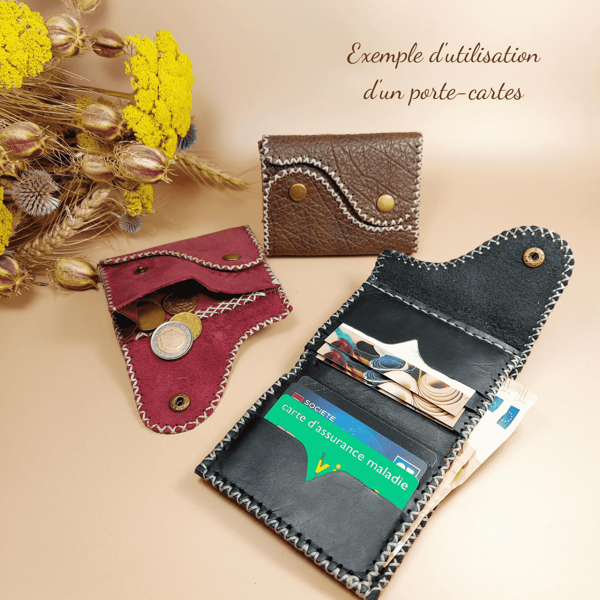 exemple d'utilisation du porte-monnaie porte-cartes et billets