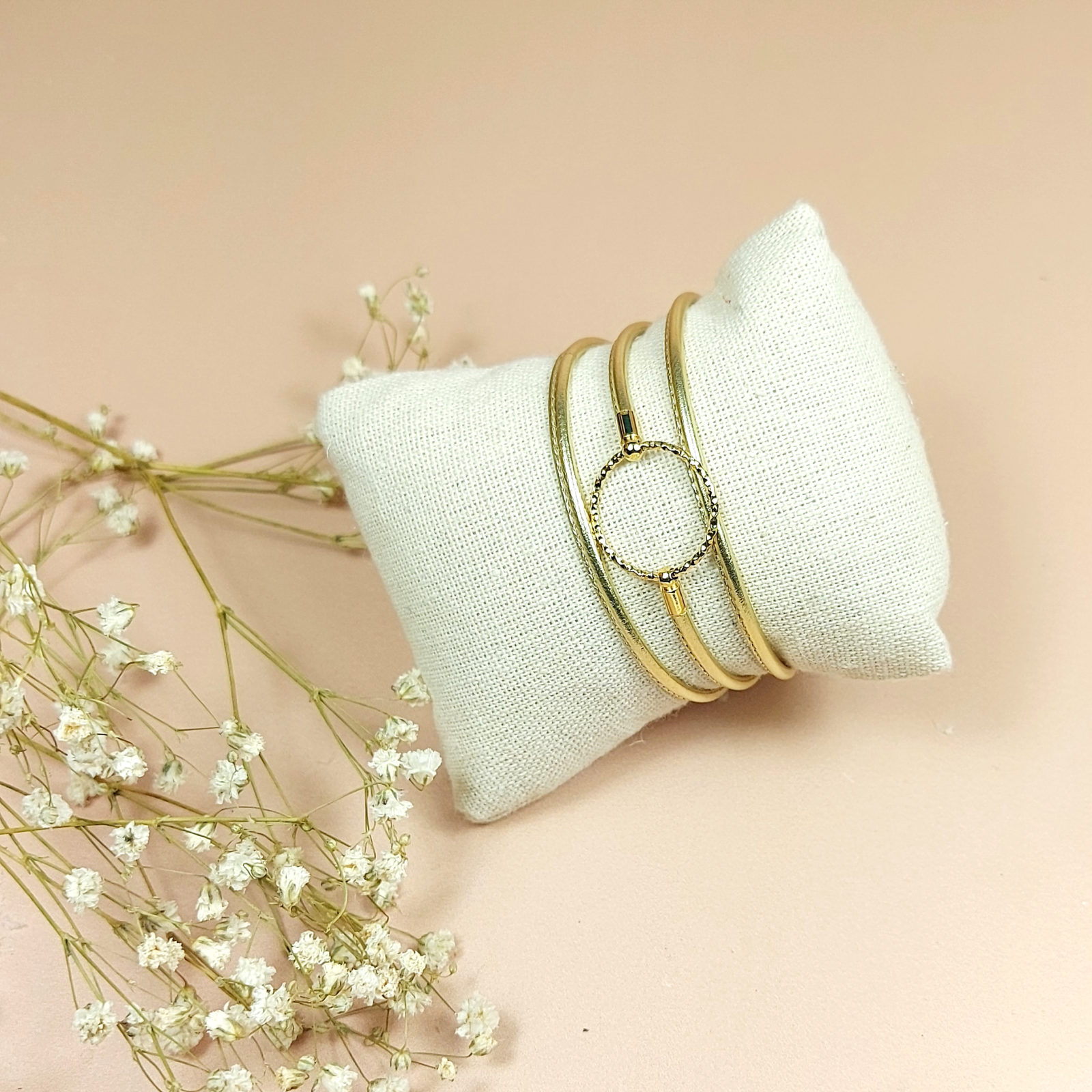 Bracelets multirang cuir doré pour femme collection "Oly"