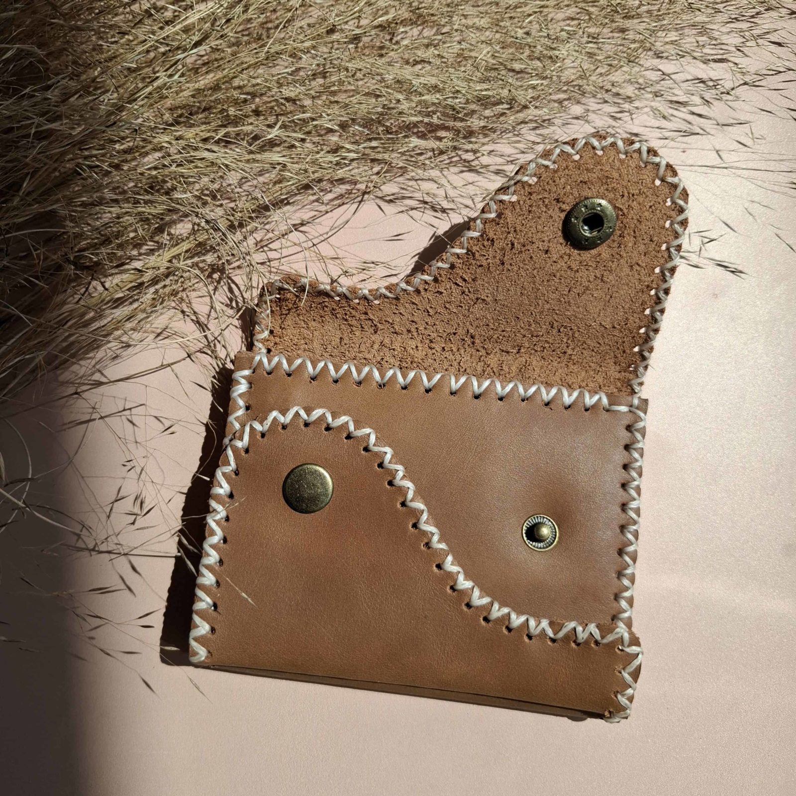 Porte-monnaie porte-cartes compact marron clair