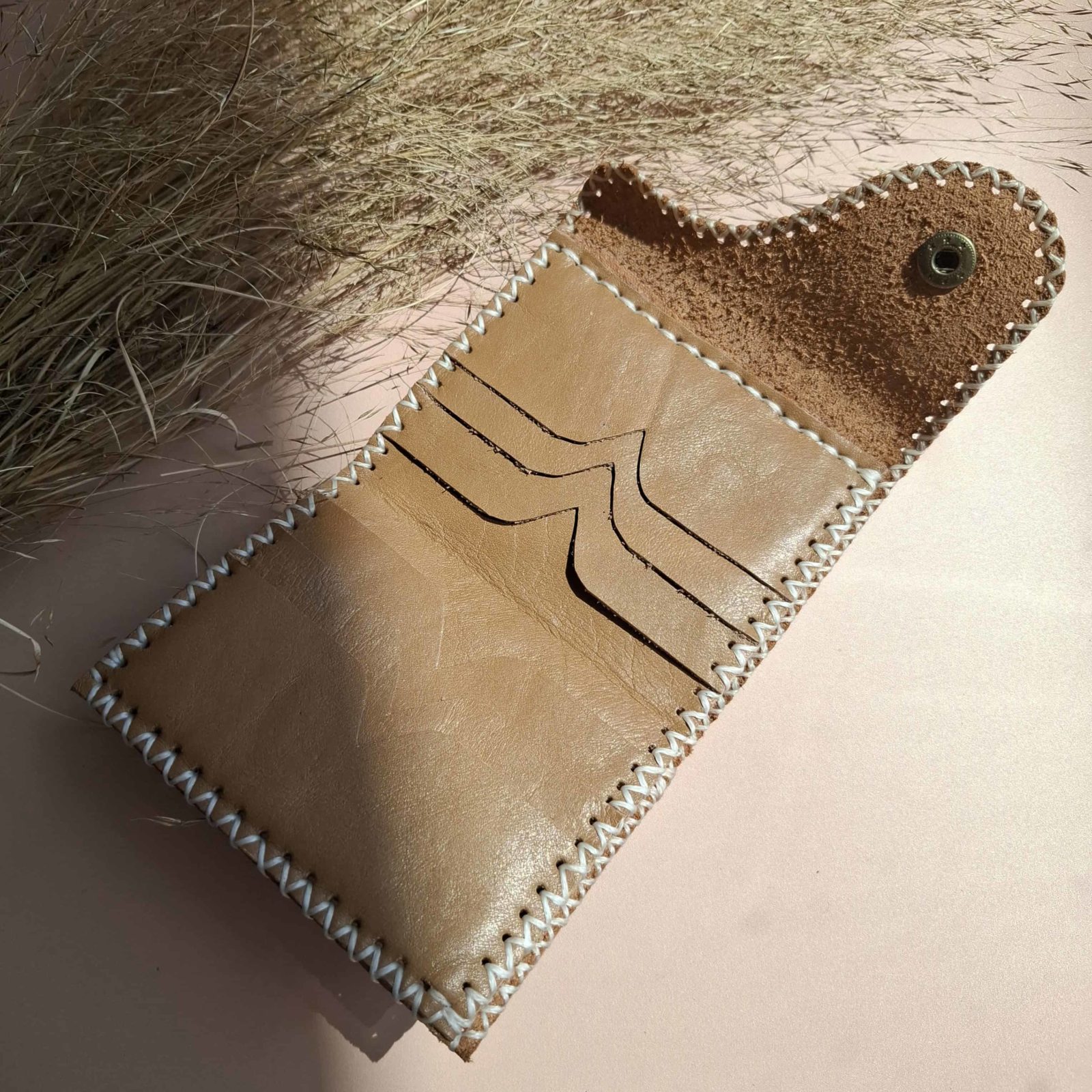 Porte-monnaie porte-cartes compact marron clair