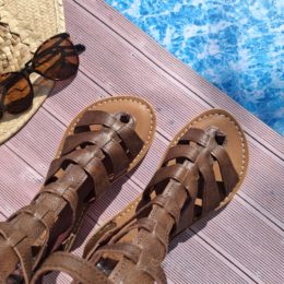 spartiates en cuir marron