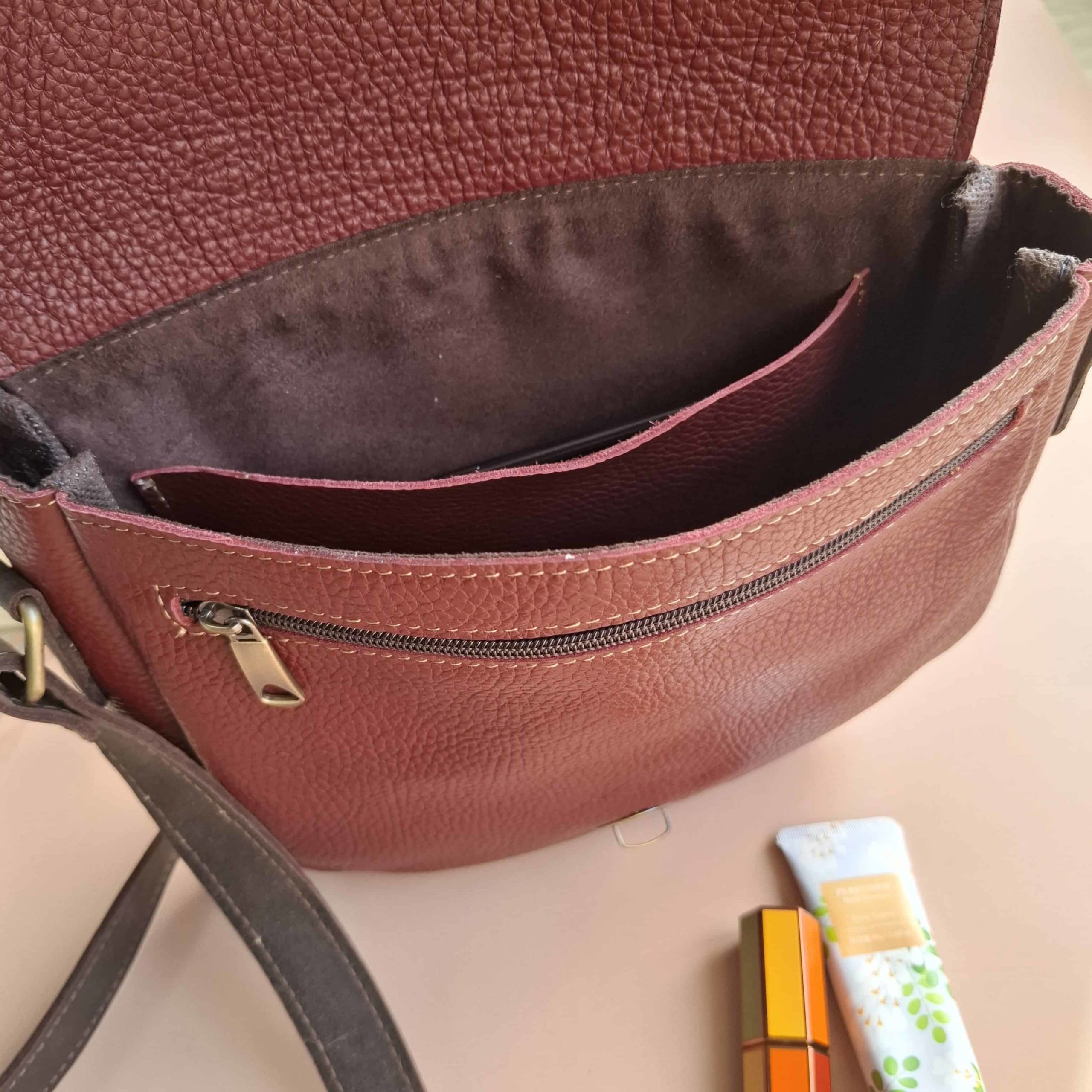 sac bordeaux cuir grainé