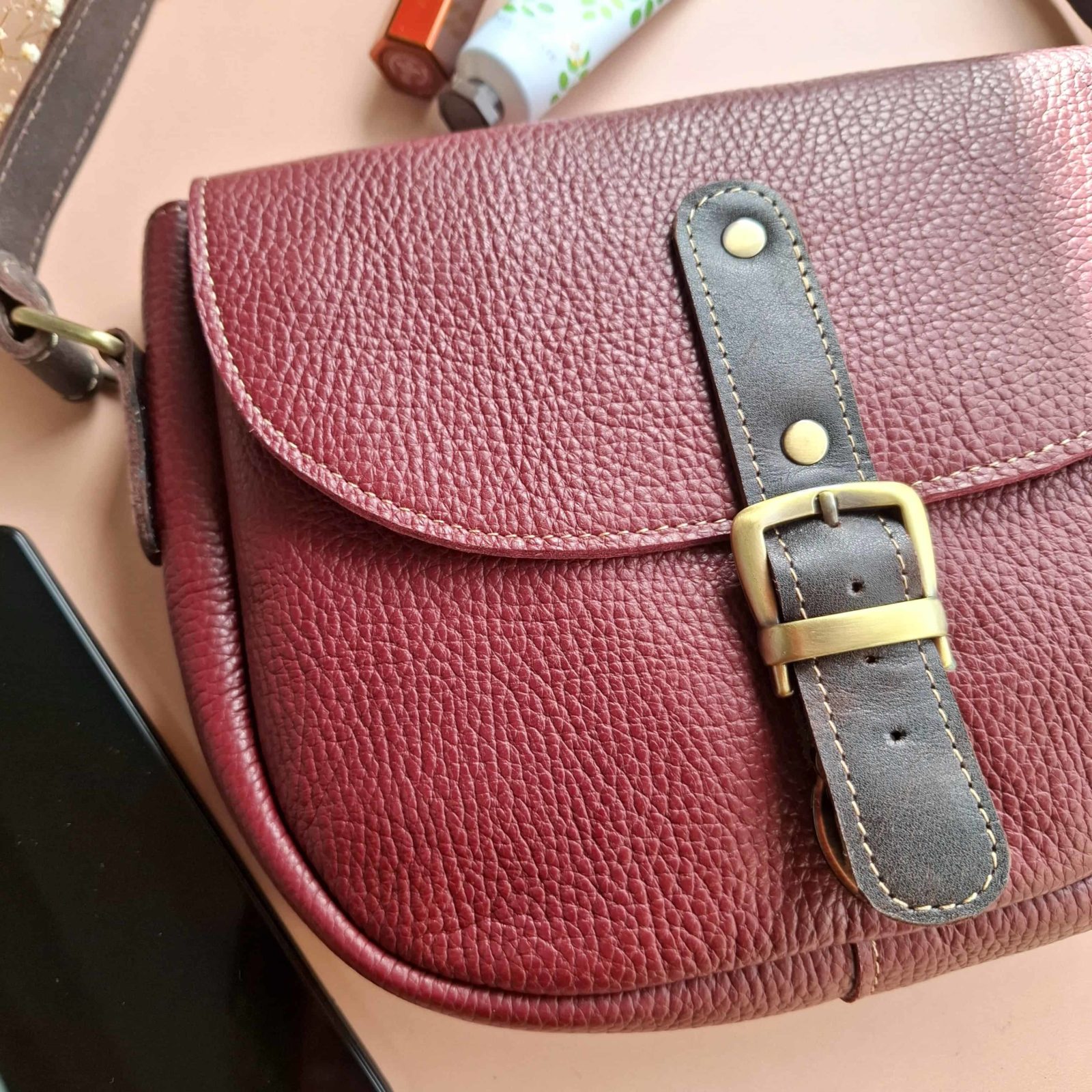 sac bordeaux cuir grainé