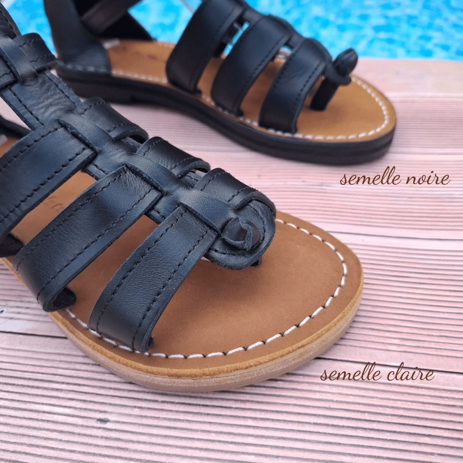 Choix couleur semelle spartiates noires en cuir