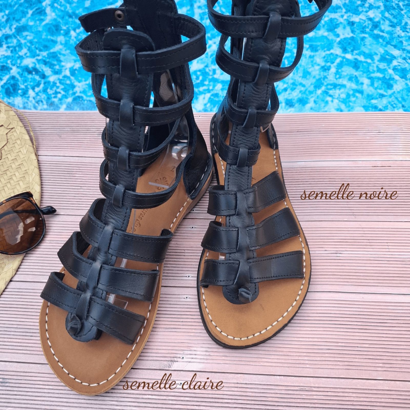 Choix couleur semelle spartiates noires en cuir