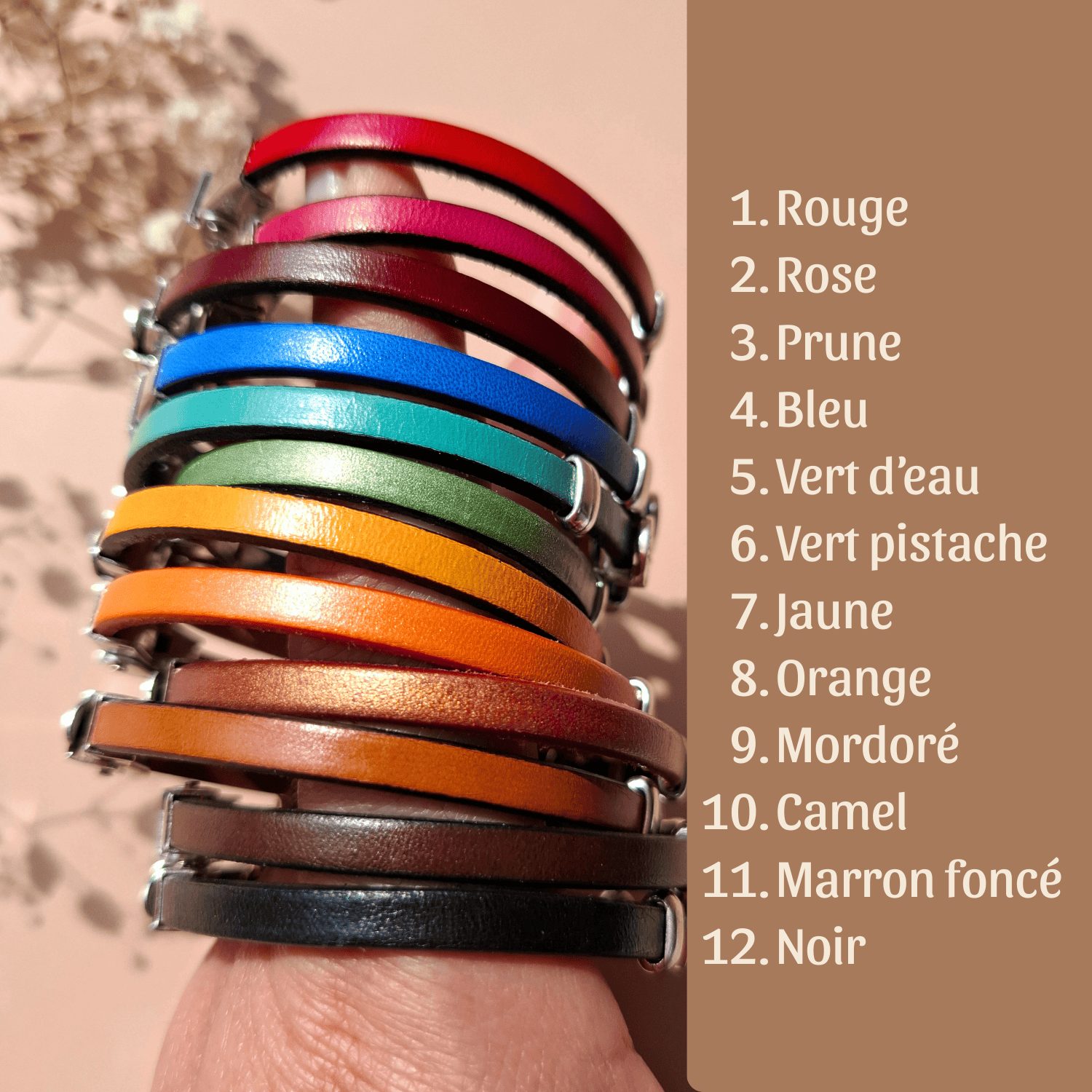12 couleurs de cuir au choix