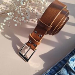 Ceinture cuir fauve artisanale