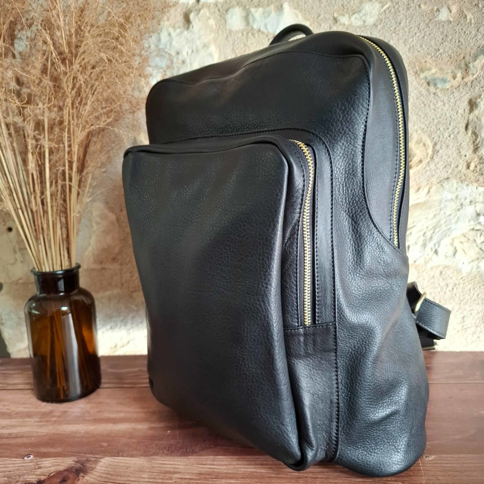 Sac à dos noir en cuir