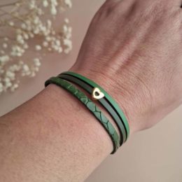 Bracelet femme en cuir vert