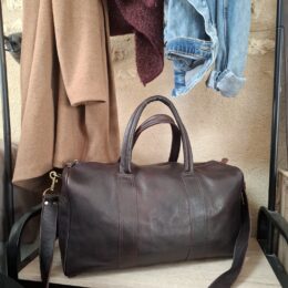 sac voyage cabine cuir marron foncé